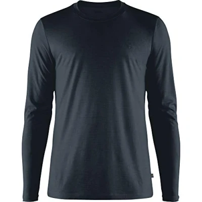 Image of FJALLRAVEN Men&#039;s Abisko Wool Ls M T Shirt, Dark Navy, XXL UK