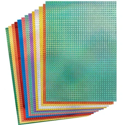 Image of Baker Ross FE813 Holographic Card Pack of 20, Metallic Card, Craft Supplies for Kids,Blue,Green,Orange,Pink,Purple,Red,Silver