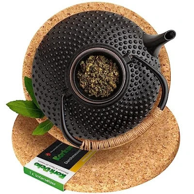 Image of Kork Deko Cork Trivet round to Square For Pots, Pans, Glasses and Bowls Heat Resistant Non Slip 20 cm,