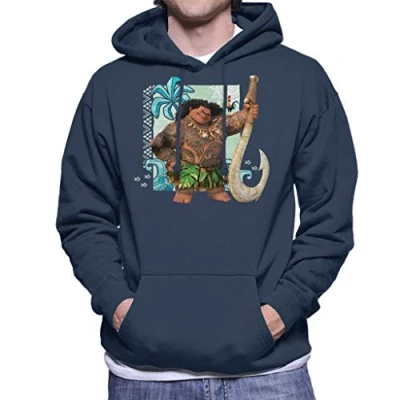 Image of Disney Moana Maui And Heihei Men&#039;s Hooded Sweatshirt Navy Blue