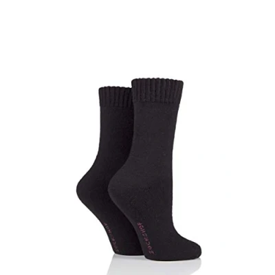 Image of 2 Pair Black Wool Mix Plain Boot Socks Ladies 4 8 SOCKSHOP