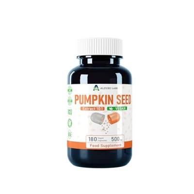 Image of Pumpkin Seed 5,000mg Equivalent (500mg of 10:1 Extract) 180 Vegan Capsules, 3rd Party Lab Tested, High Stregth Supplement