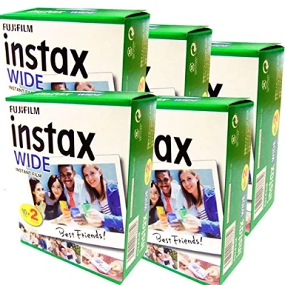 Image of Fujifilm Instax Wide 5 Boxes of 20 Reels (100 Format Photos) for Fuji 210 200 100 300 Instant Photo Camera