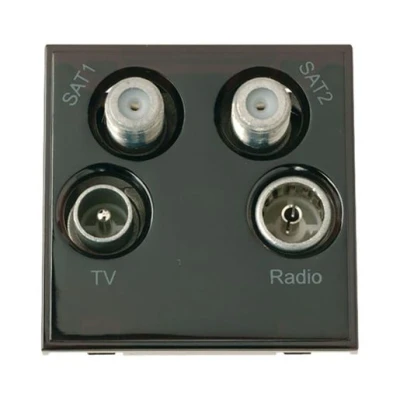 Image of Click New Media Triplexed Tv Radio And Sat 1 + 2 Module Black 50mm X 31.3mm Mm440Bk
