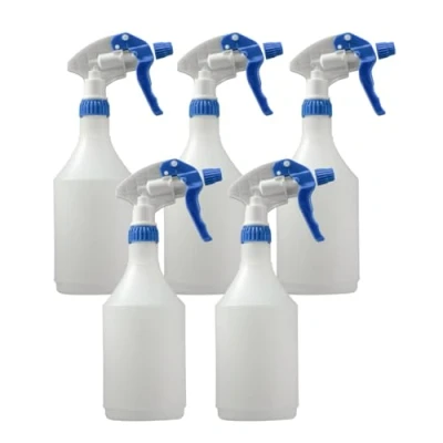 Image of Avern Large 750ML Spray Bottles Plastic (5 Pack) BLUE For Cleaning Solutions Gardening &amp; Home Use, Plant, Water, Durable Trigger Sprayer, Refillable Mist Bottle Heavy Duty