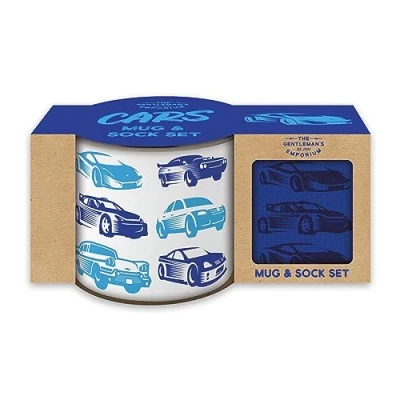 Image of Robert Frederick Gentleman’s Emporium Enamel Cars Mug and Sock Set Gift for Car Enthusiasts