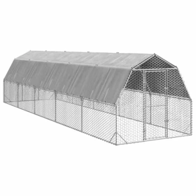 Image of vidaXL Chicken Run with Roof 2.5x10x2.25 m Galvanised Steel