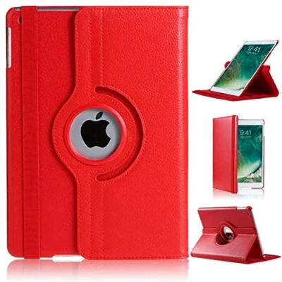 Image of IPad Mini 4 Case,iPad Cover,iPad Leather Case, PU Flip Case Stand Function Slim Premium 360 Rotating Cover (RED)