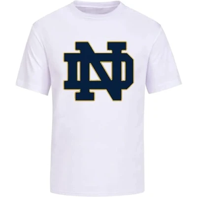 Image of University of Notre Dame Mens T Shirt Printed Graphic Top Unisex White Tee XL