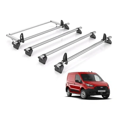 Image of Van Demon Rhino Roof Rack for Ford Transit Connect (2013 2023 Short [L1]) 4 Kammbar Fleet Bars &amp; Rear Ladder Roller with Loadstops KR23/TA4FL/KLS2