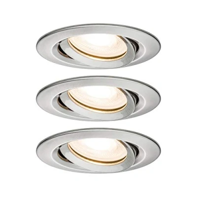 Image of Paulmann 92900 Nova Plus LED recessed light IP65 round swivel 3x7W dimmable spotlight GU10 iron brushed spot set of 3 2700K
