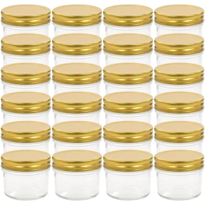 Image of vidaXL Glass Jam Jars with Gold Lids 24 pcs 110 ml