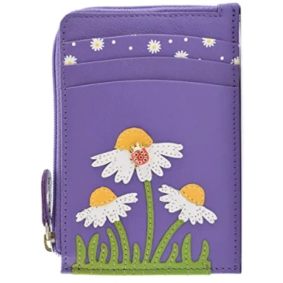 Image of Mala Leather Peony Collection Coin Purse/Card Holder RFID 4281_87 Purple