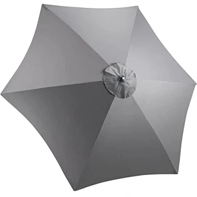 Image of CHRISTOW Replacement Parasol Canopy 2m Hexagonal 6 Arms UV 30+ Protection For Garden Umbrella (Grey Fabric)