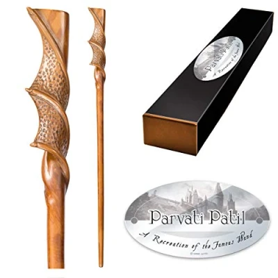 Image of The Noble Collection Parvati Patil Character Wand 15in (36cm) Wizarding World With Name Tag Harry Potter Film Set Movie Props Wands