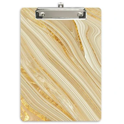 Image of Hnogri Plastic Clipboard A4, Fashion Design A4 Letter Size Clipboards &amp; Forms Holders for Office Supplies Lawyers,School Students and Kids, Low Profile Clip Cute Folder, Gilt Marble