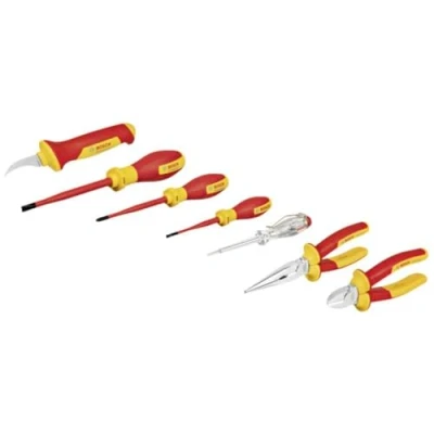 Image of Bosch Professional VDE Mixed Hand Tools Set (with Single polephase Tester 7 Piece)