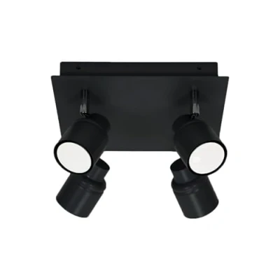 Image of 4 Way Square Ceiling Spotlight Adjustable GU10 IP44 Rated Bathroom Lamp Spot Light Matt Black