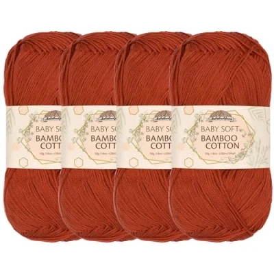Image of JubileeYarn Baby Soft Bamboo Cotton Yarn 50g/Skein Gingerbread 4 Skeins
