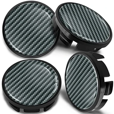 Image of SkinoEu 4 x 65mm Wheel Centre Alloy Hub Center Caps Compatible with VW 3B7 601 171 / 6U7 Black Hubcaps CV 12