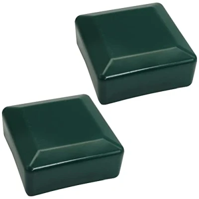 Image of SKIR&#039;CO (2 pcs) Fence Post Caps, Square 100 x mm Green Plastic Caps for Posts, Moss RAL 6005 Colour