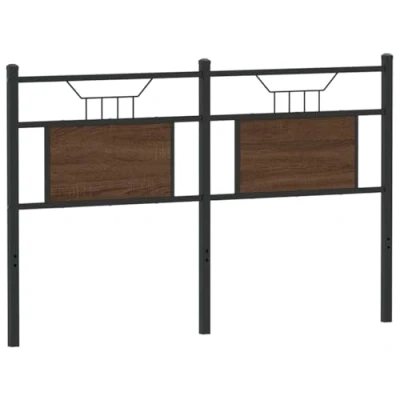 Image of vidaXL Brown Oak Bed Headboard Engineered Wood &amp; Steel, Industrial Style, 137 cm Width, Bedroom Furniture