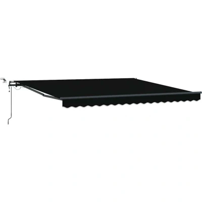 Image of vidaXL Automatic Retractable Awning with LED Black 400x300 cm