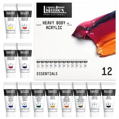 Image of Liquitex Professional Acrylic Heavy Body Set of 12 x 22 ml Essential Colours