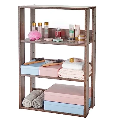 Image of Iris Ohyama, 3 Tier Wooden Storage / Side Furniture Cabinet Open Wood Rack Shelf Display, Modular, Design, Office, Living Room, Kichen OWR 600 Brown, W60 cm
