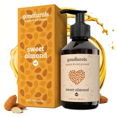 Image of GONATURALS® Organic Sweet Almond Oil for Skin, Hair &amp; Body, Anti Aging, 100% Vegan Pure Premium Oil, Nutrient Rich Omega 3, 6, 9 Vitamin E, Natural Hydrating Soft Silky Hair, Made in Germany
