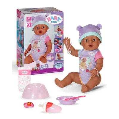 Image of BABY born Eva, ​​Baby Doll with 10 Functions and Accessories, For Children Aged 3 Over, Works without Batteries, 43cm Tall Doll, 836408 Zapf Creation
