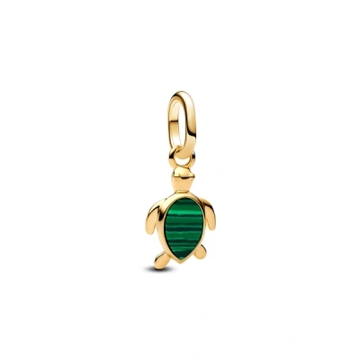 Image of Pandora Gold Green Turtle Mini Dangle Charm