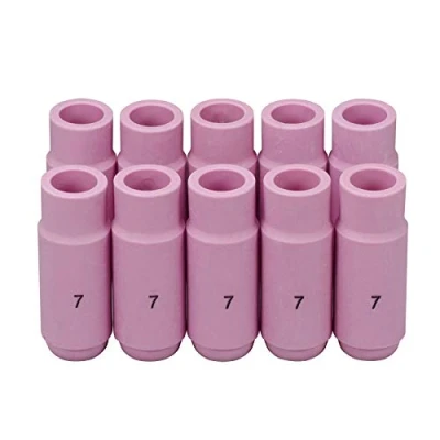 Image of RIVERWELD TIG Alumina Nozzles Ceramic Shroud Cup 10N47 7# 11mm Orifice Fit SR WP 17 18 26 Welding Torch 10pk