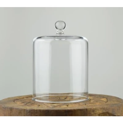 Image of EMH Handmade Glass Display Cover Cloche Bell Dome With Knob Tall 14.5 cm x 10.5