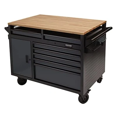 Image of Bunker Multi Functional Workbench Roller Tool Cabinet, 14 Drawer, 48&quot;, Grey