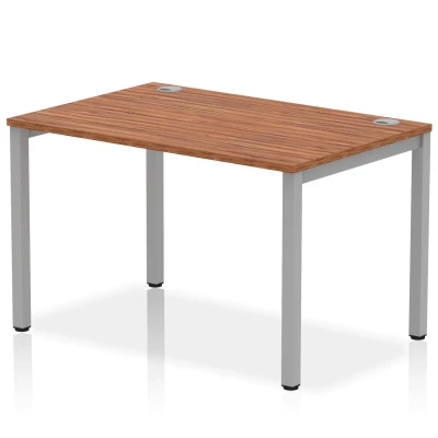 Image of Impulse Bench Single Row 1200 Silver Frame Office Desk Walnut