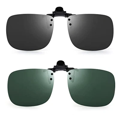 Image of JM Polarized Clip on Sunglasses Frameless Flip Up Lens for Prescription Glasses