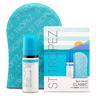 Image of St.Tropez Self Tan Classic Starter Kit, Bronzing Mousse 50ml and Applicator Mitt, Vegan, Natural &amp; Cruelty Free