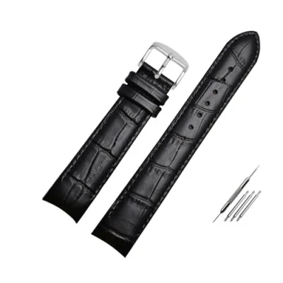 Image of ROWCES Leather Watch Bracelet Curved End Strap 20mm 21mm 22mm Replacement Wristband,