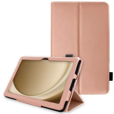 Image of TECHGEAR Leather Case for Samsung Galaxy Tab A9 Plus 11&quot; (SM X210 / SM X215) Premium PU Slim Folio Stand Smart Cover with Hand Strap, Auto Sleep/Wake [Rose Gold]