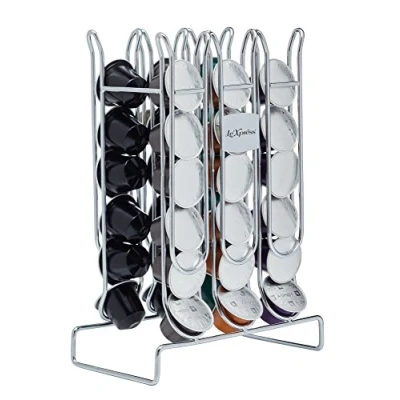 Image of KitchenCraft Le&#039;Xpress Carbon Steel Nespresso Coffee Pod Holder, 17 x 9.5 24.5 cm (6.5&quot; 3.5&quot; 9.5&quot;) For 36 Capsules, Metallic