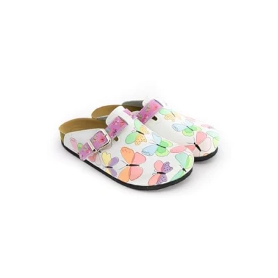 Image of Terlik Sabo Cork Sole ST221 Leather Womens Clogs Mules Slippers Sabot Shoes, Butterfly, EU 40, UK 7