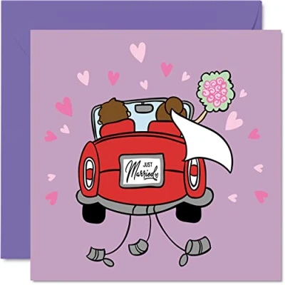 Image of Wedding Cards for Bride Groom Just Married Happy Day Congratulations, Congrats Well Done Mr &amp; Mrs Card, 145mm x Marriage Greeting Couples