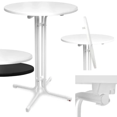 Image of Beautissu Outdoor Bistro Table Ø70cm Bellini Stable Bar Durable Weatherproof Adjustable Height Easy Assembly Bracket Pre installed Scratch Resistant Gastro Party Round White