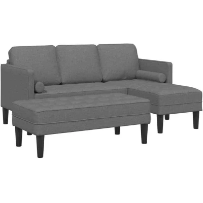 Image of vidaXL 2 Piece Sofa Set with Cushions Dark Grey Fabric