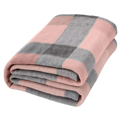 Image of Dreamscene Blush Winter Check Fleece Blanket Super Soft Warm Cosy Sofa Bed Picnic Garden Throw Over, Plaid Tartan Pink Grey 120 x 150cm