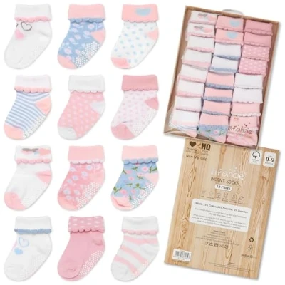 Image of infancie Baby Socks 0 6 Months Cotton Rich Infant Soft and Comfortable Newborn Unisex Colorful Toddler Girl &amp; Boy 12 Pairs