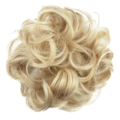 Image of CAISHA Messy Scrunchie Bun Voluminous Wavy Hairpiece Heat resistant Synthetic Fibres Blond Mix G28A