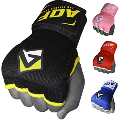 Image of AQF Inner Hand Wraps Gloves Boxing Fist Padded Bandages MMA Gel Thai Black