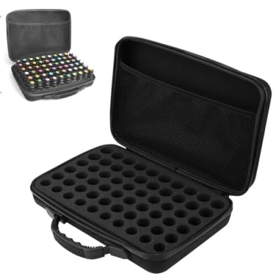 Image of Candeon Essential Oil Carrying Case, 60 Grid Organzier Bag Large Capacity Eva Traveling Nail Polish Storage Box Tote for 5ml, 10ml, 15ml Bottles